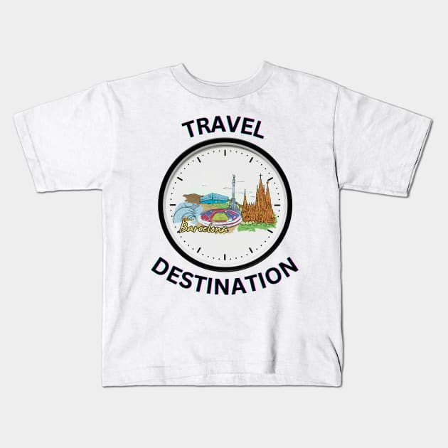 Travel to Barcelona Kids T-Shirt by Voxen X